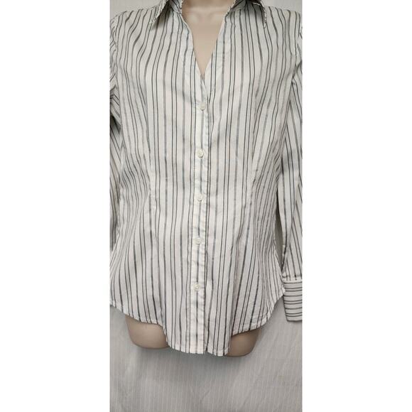 Express Design Long Sleeve Striped Black/White Shirt Size Small - Picture 4 of 7